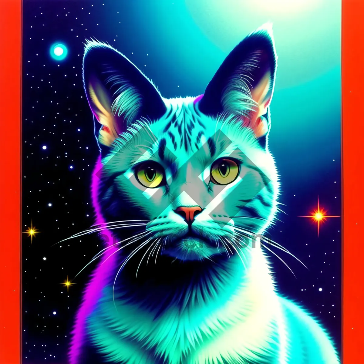 Picture of Musical Kitty DJ on a Graphic Background