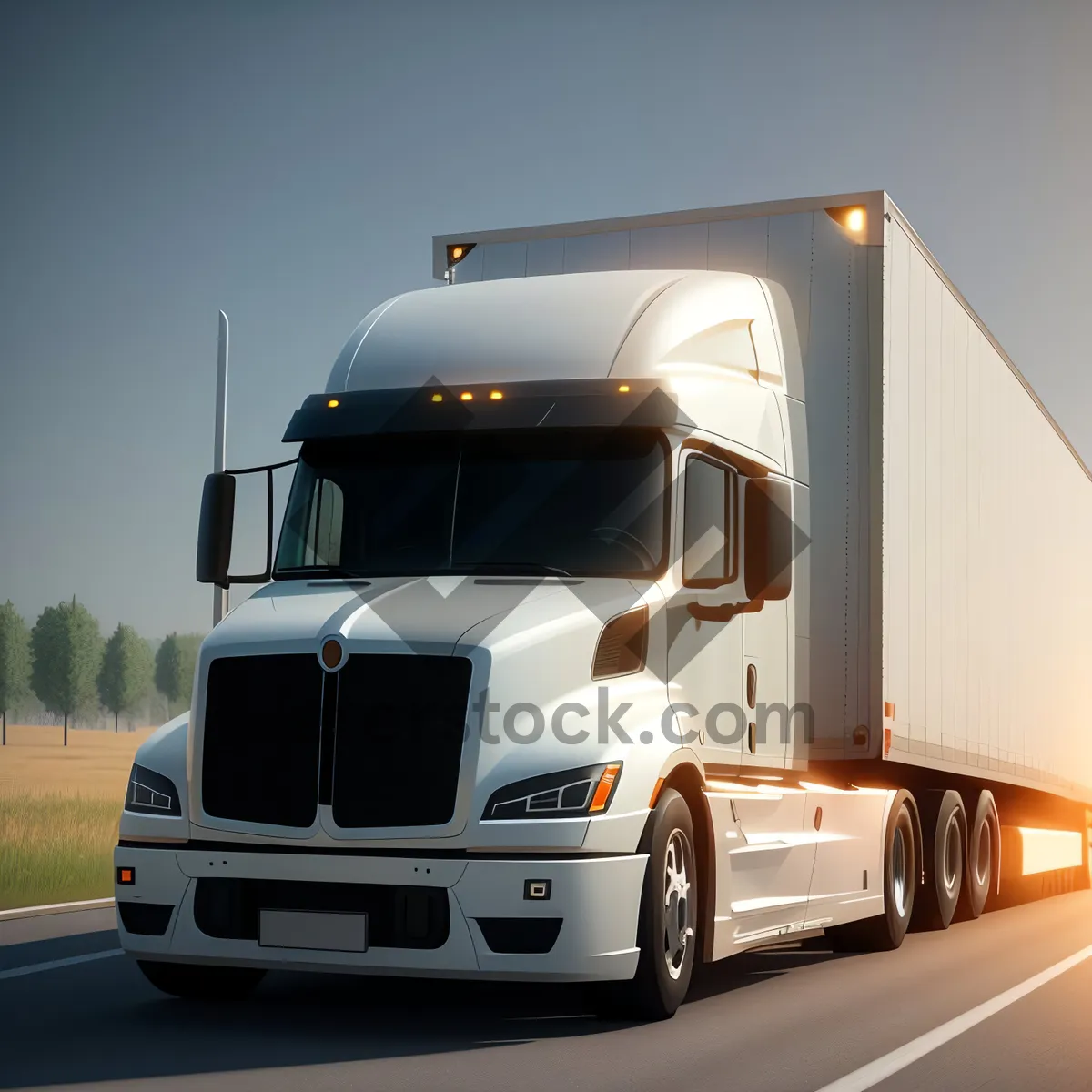 Picture of Fast Freighter Transporting Cargo on Highway