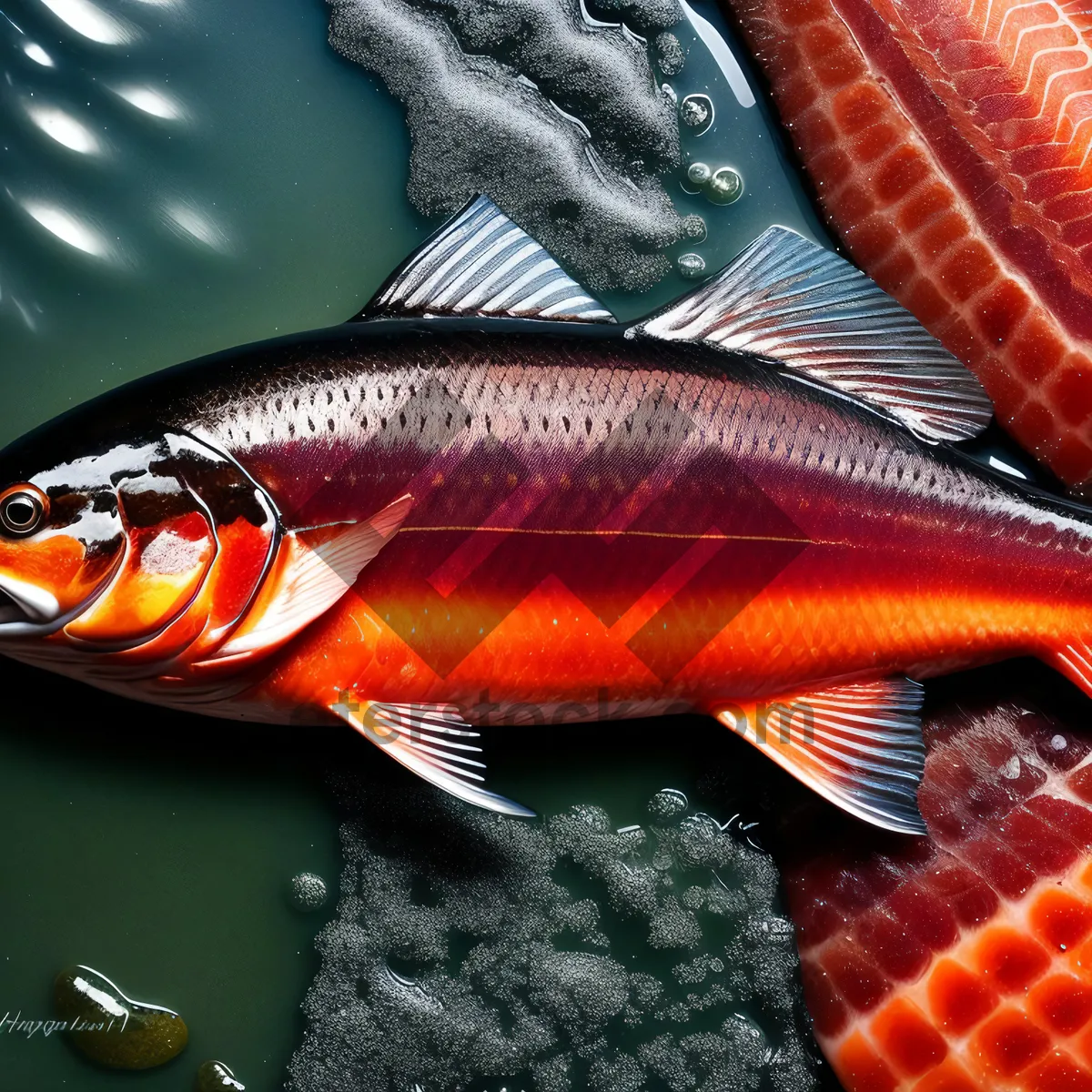 Picture of Freshwater Catch: Coho Salmon Swimming in Aquarium