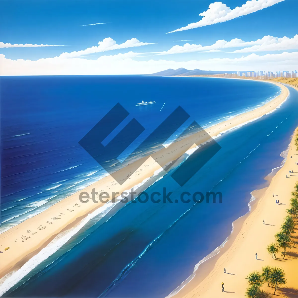 Picture of Tropical Paradise: Sun-Kissed Shoreline and Azure Waters