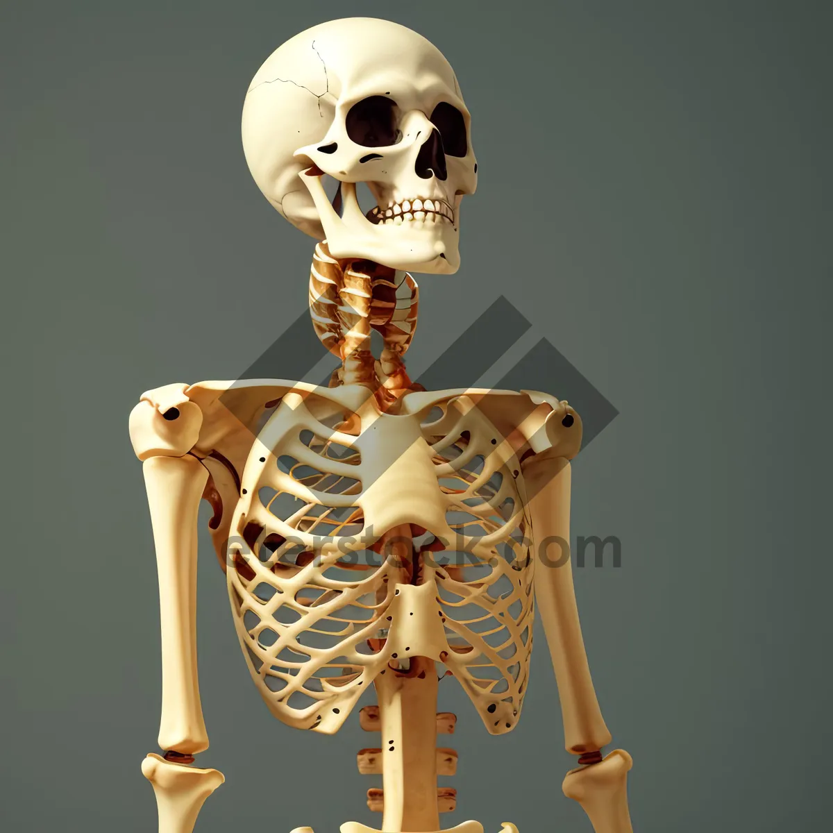 Picture of 3D Anatomy of Human Skull and Spine