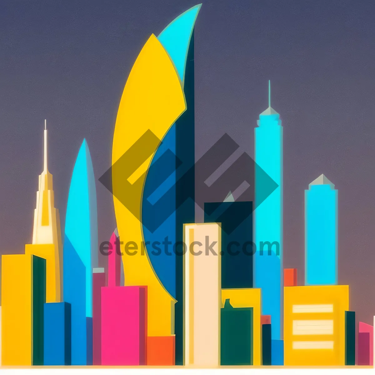 Picture of Dynamic Cityscape depicting Business Growth with 3D Graphs