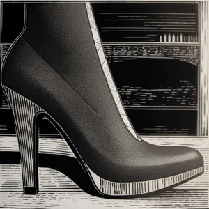 Classic Black Leather Heel Pair with Shiny Strips