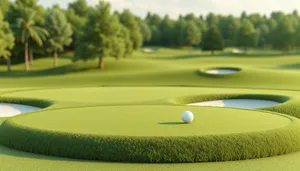 Golfer teeing off on a sunny golf course.