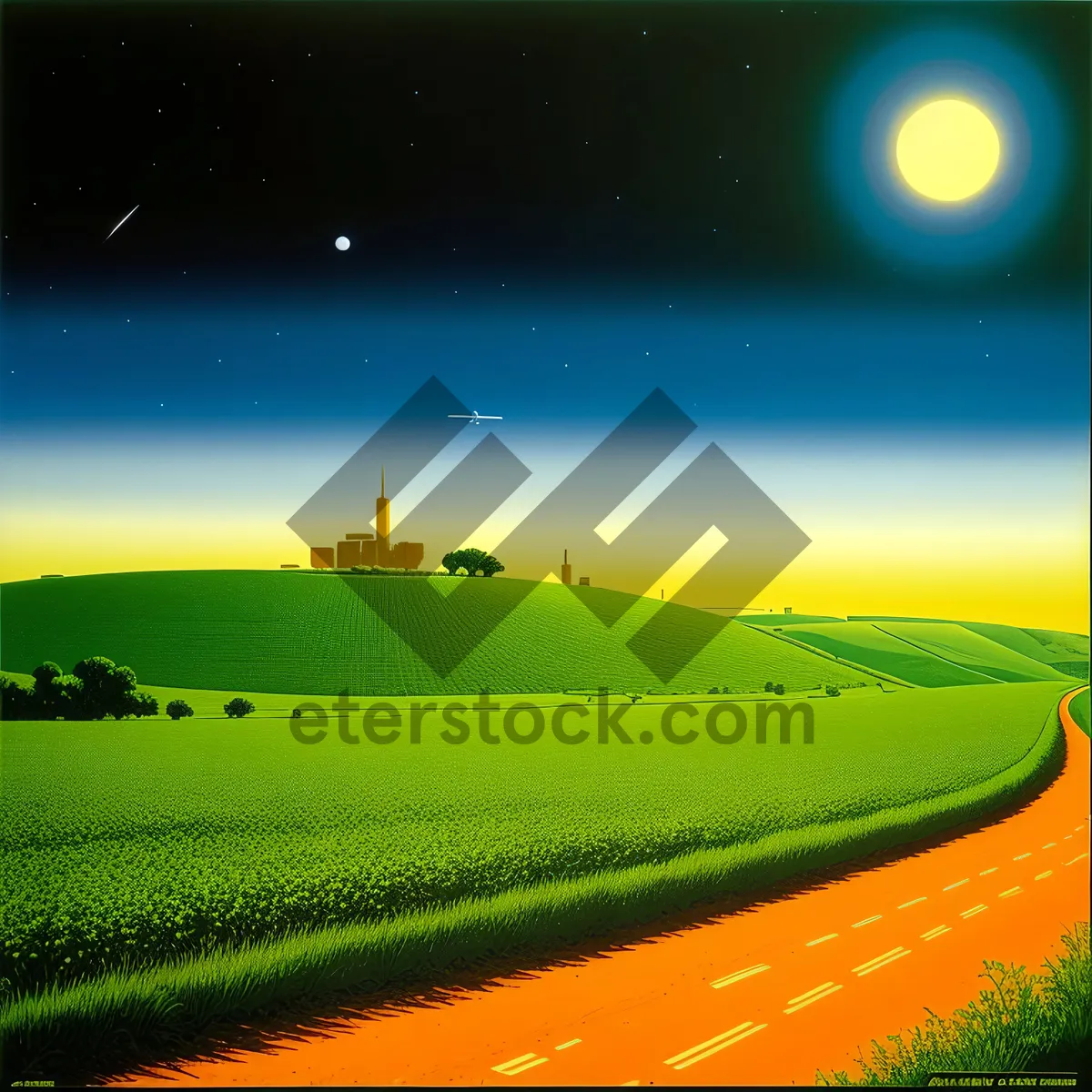 Picture of Colorful Summer Meadow with Sunny Sky