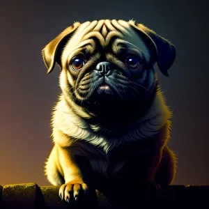 Adorable Wrinkly Pug Bulldog Puppy - Studio Portrait