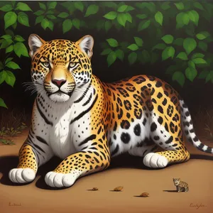 Fierce Jaguar Staring with Intense Stripes