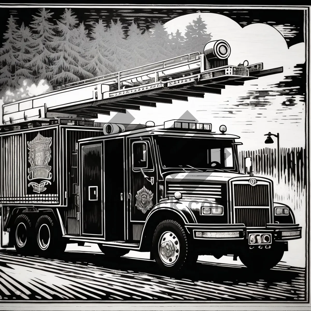 Picture of Emergency Fire Truck on Highway