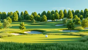 Rural Golf Course in Summer with Tree-lined Fairways
