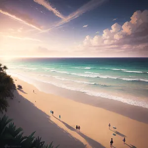 Serene Beachscape: Tranquil oasis of sun, sand, and surf.