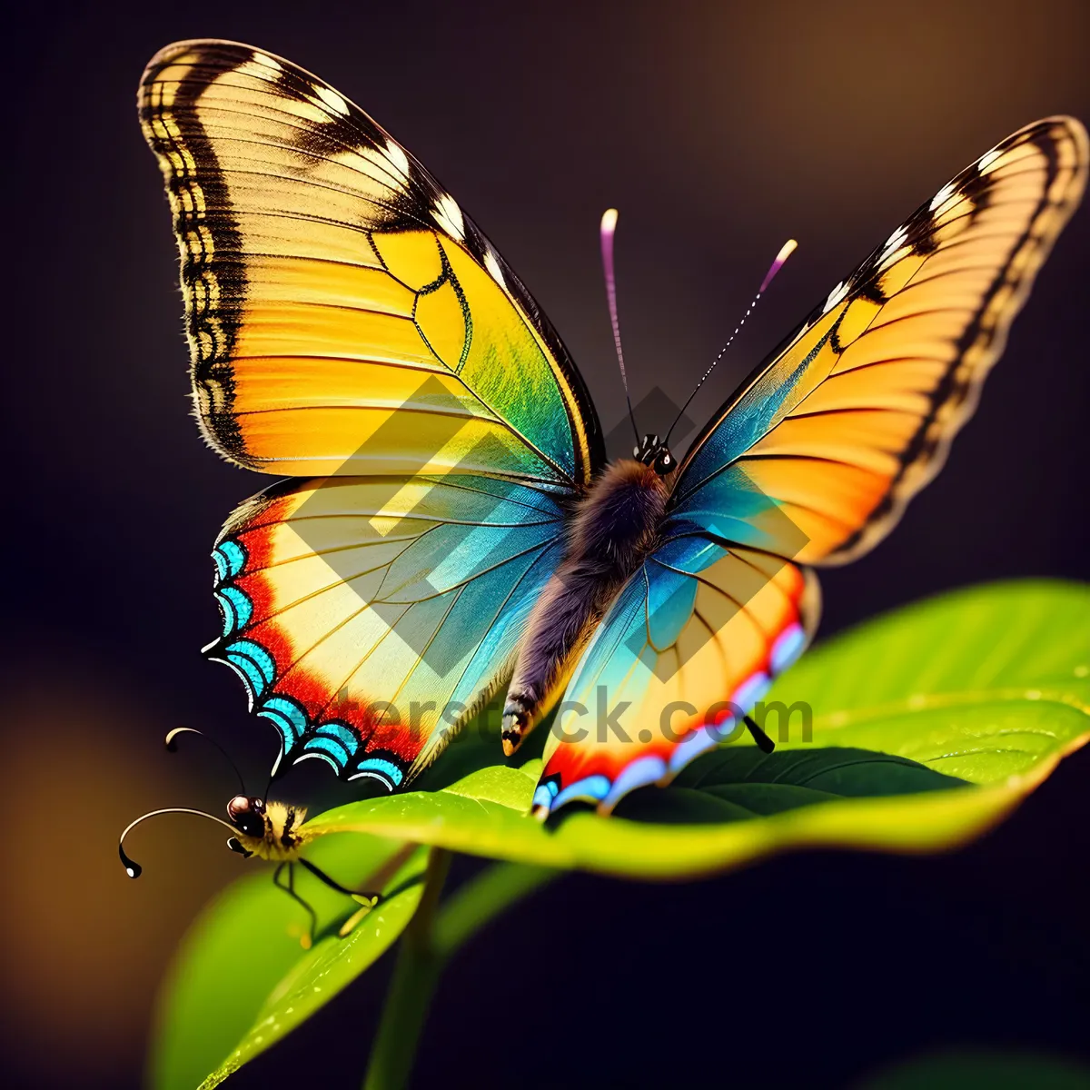 Picture of Vibrant Monarch Butterfly Resting on Ramie Flower