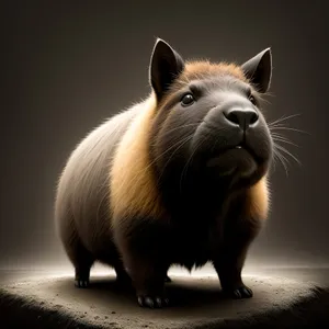 Fluffy Brown Piglet with Furry Ears