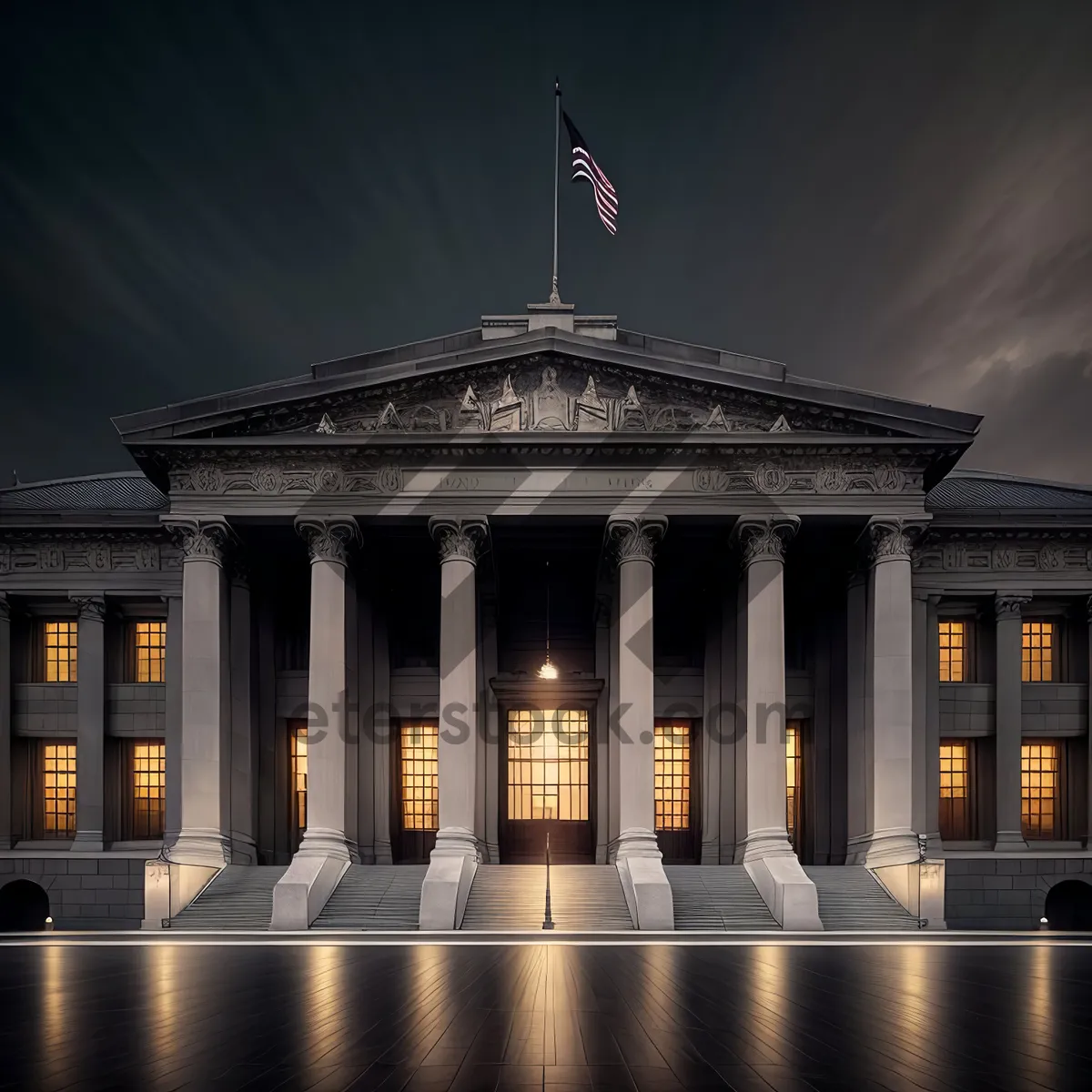 Picture of Iconic Ancient Palace Silhouetted against Night Sky