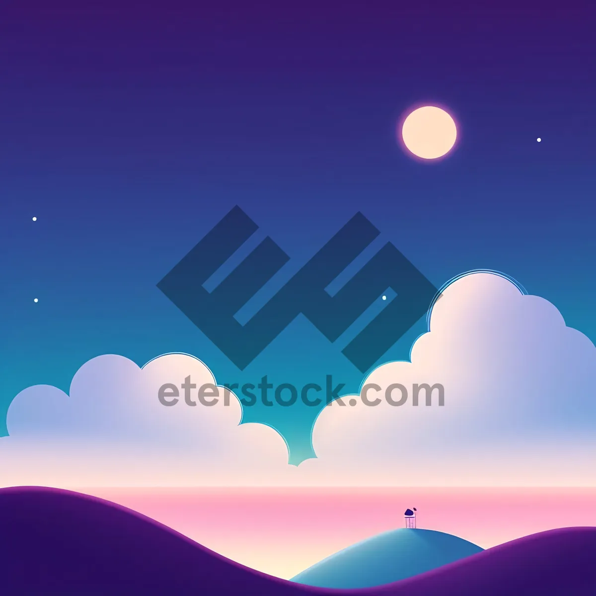 Picture of Mystical Night: Moon, Stars, and Radiant Sky