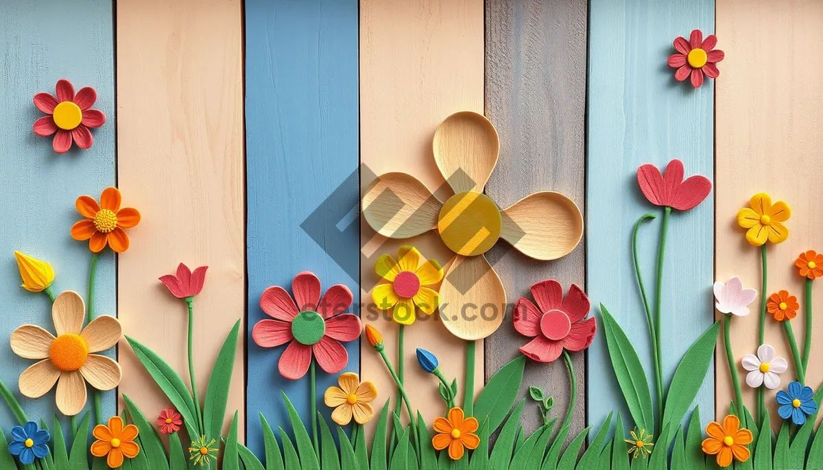 Picture of Colorful Spring Floral Garden Decoration with Tulips in Pink