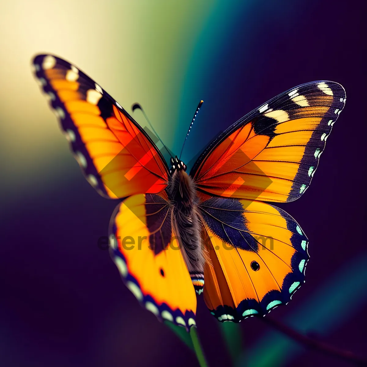 Picture of Delicate Monarch Butterfly on Yellow Flower