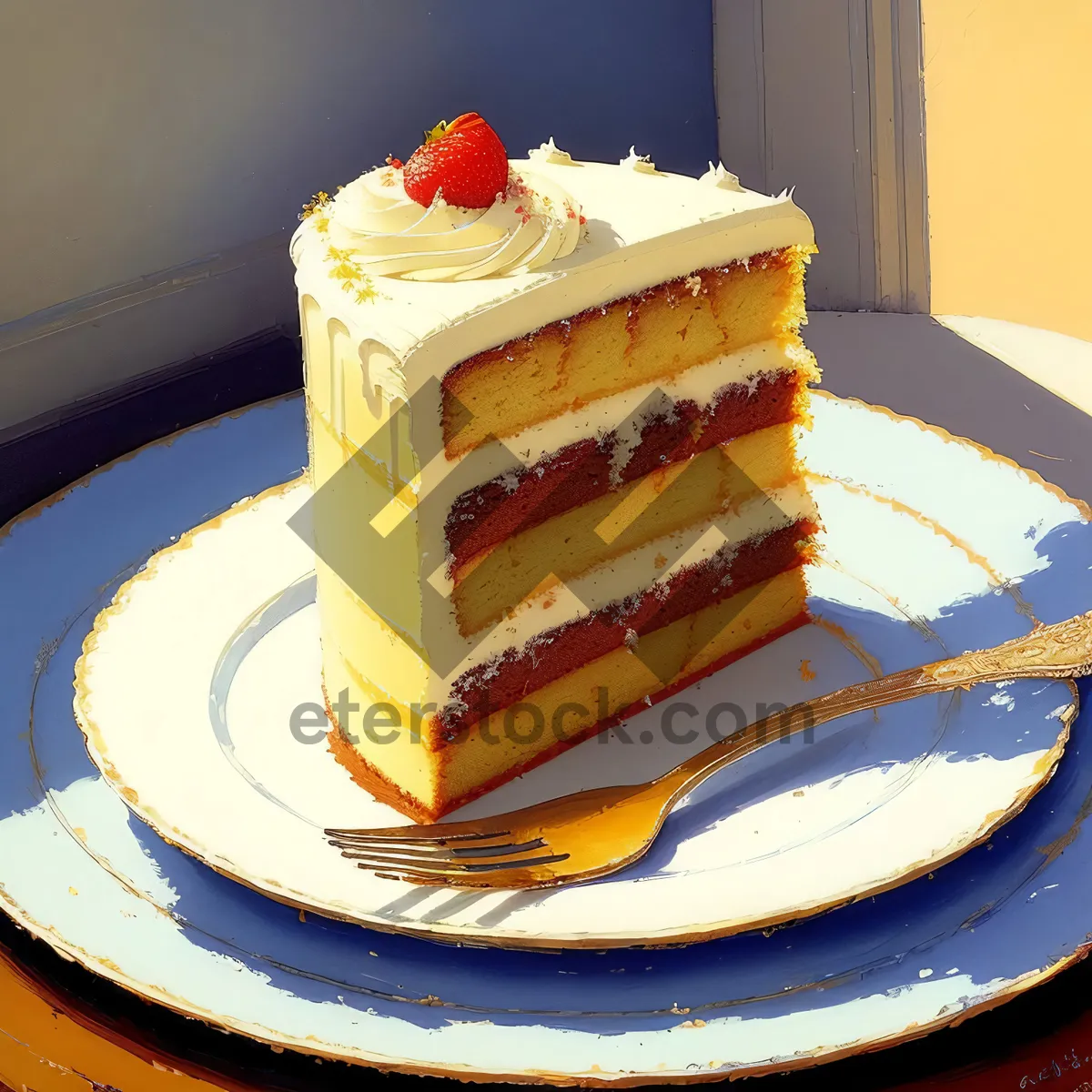 Picture of Delicious Fruit Cake Slice with Cream