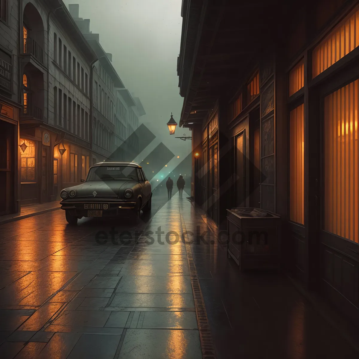 Picture of Nighttime stroll through historic city with illuminated buildings