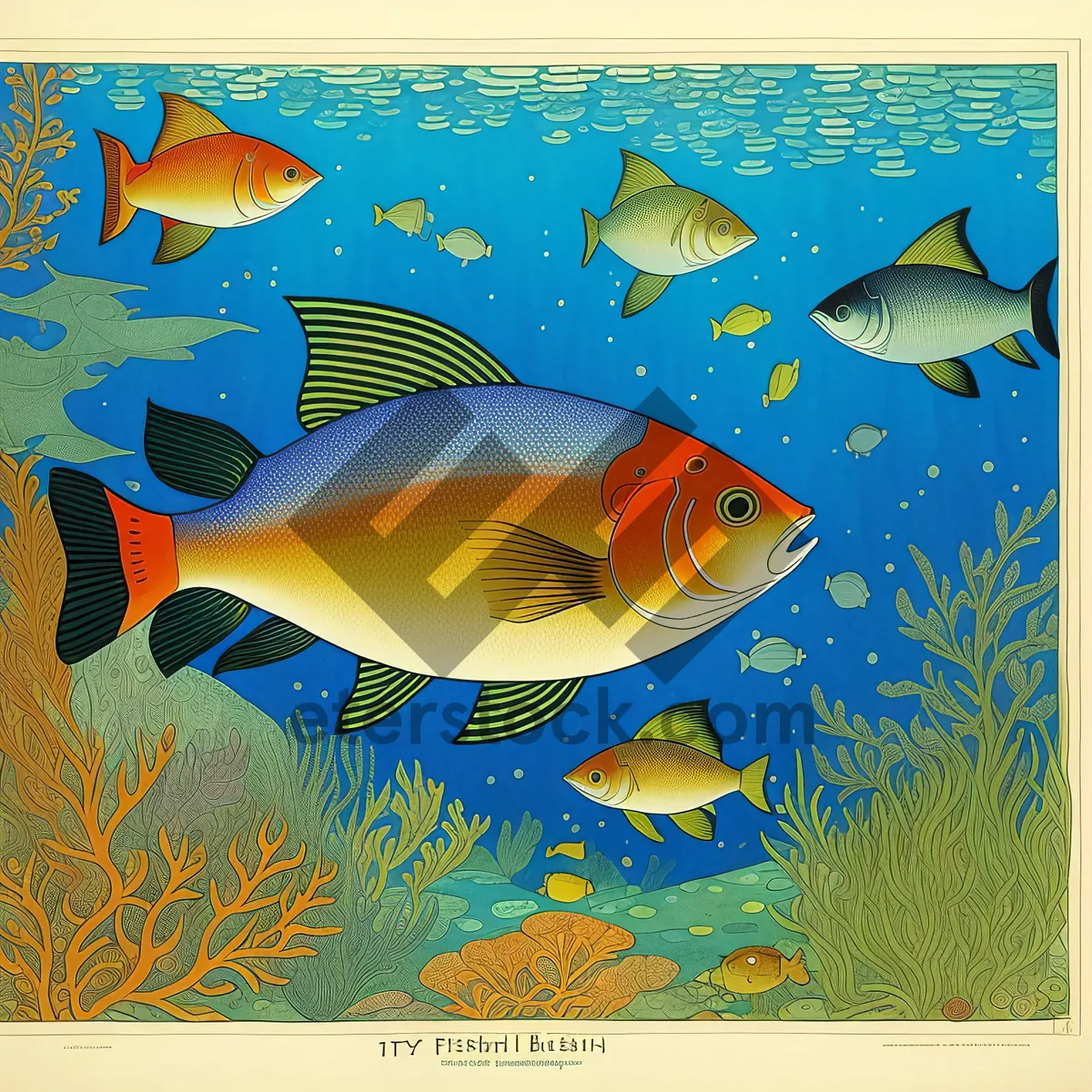 Picture of Gilded Coral Reef with Vibrant Goldfish