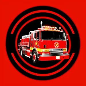 Fire Station Truck Icon - 3D Symbol for Transportation
