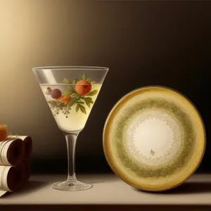 Refreshing Martini Beverage in Crystal Wineglass