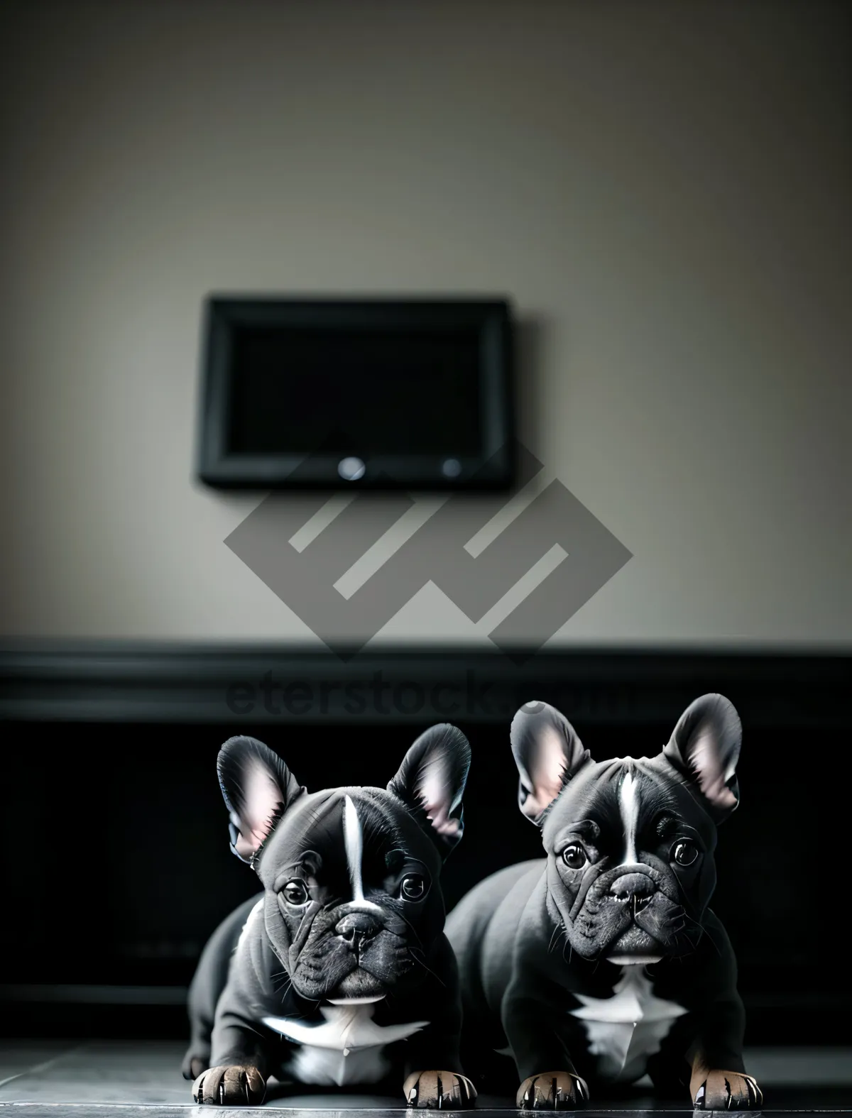 Picture of Cute Wrinkle-Faced Bulldog with Piggy Bank