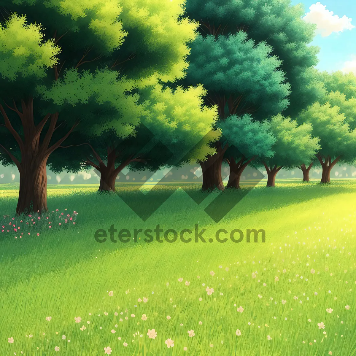 Picture of Idyllic Golf Course Landscape Under Sunny Sky