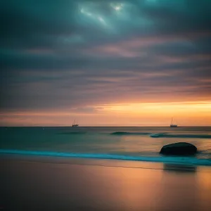 Serene Sunset Over Tropical Beach