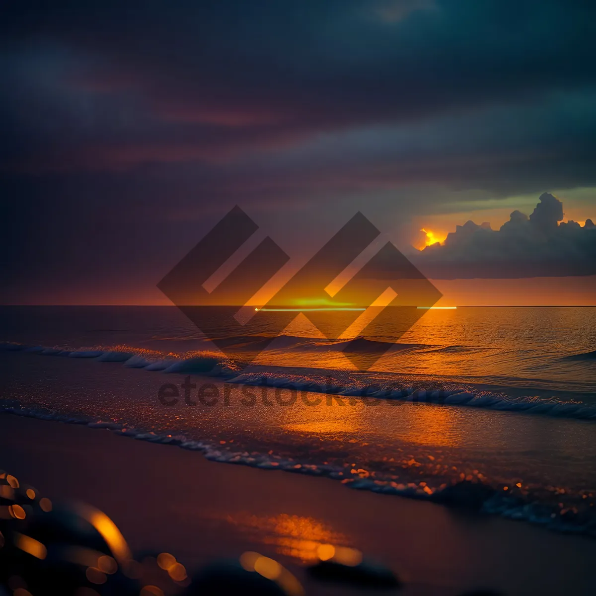 Picture of Golden Horizon: Tranquil Sunset by the Ocean