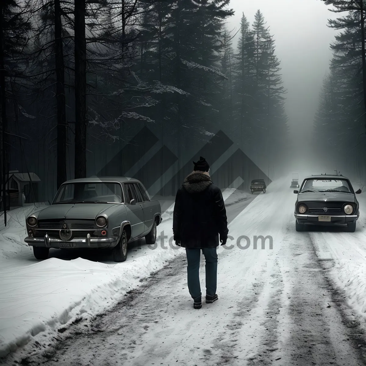 Picture of Winter Wonderland: Snowy Road Through Frosty Landscape