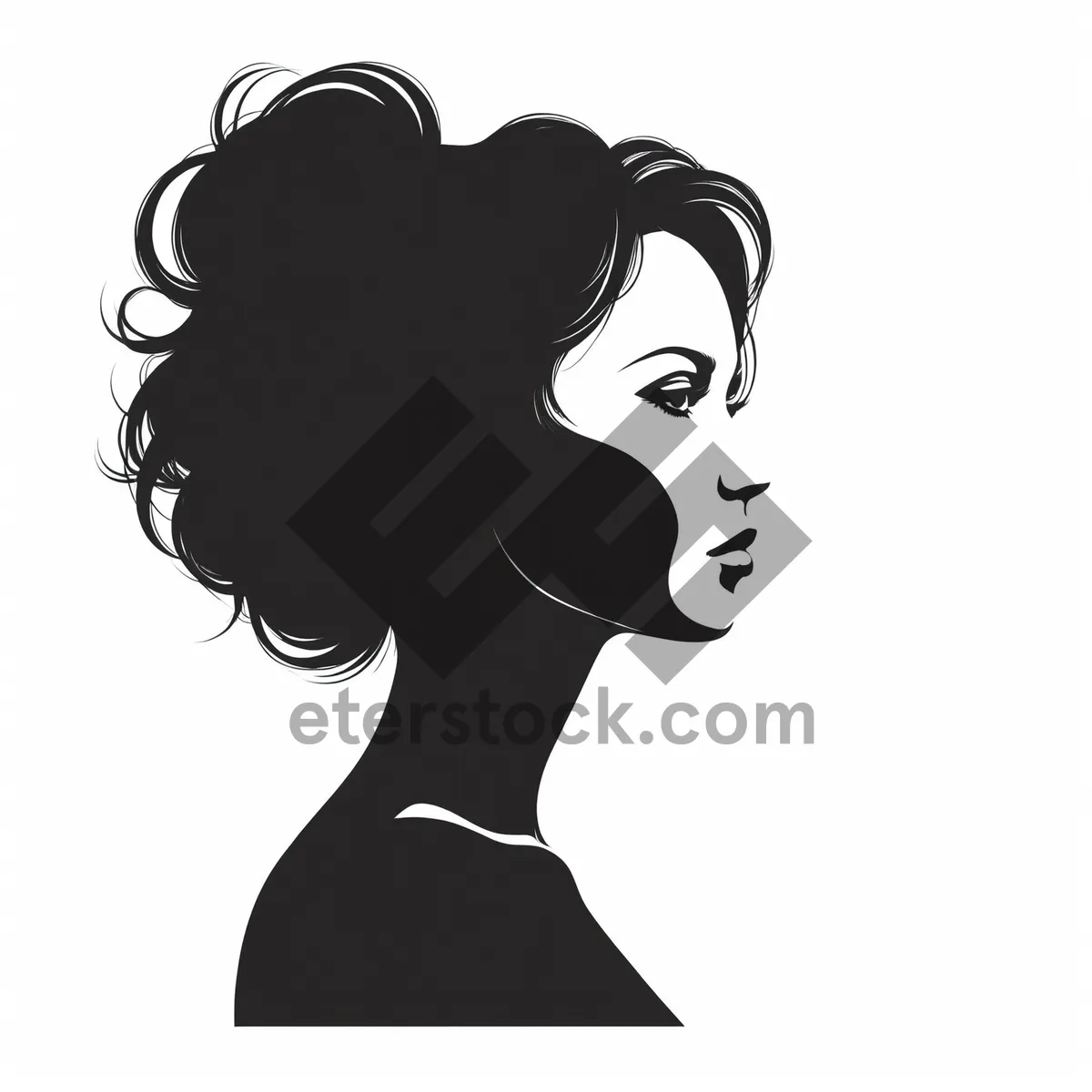 Picture of Black Cartoon Haircut Clip Art Drawing
