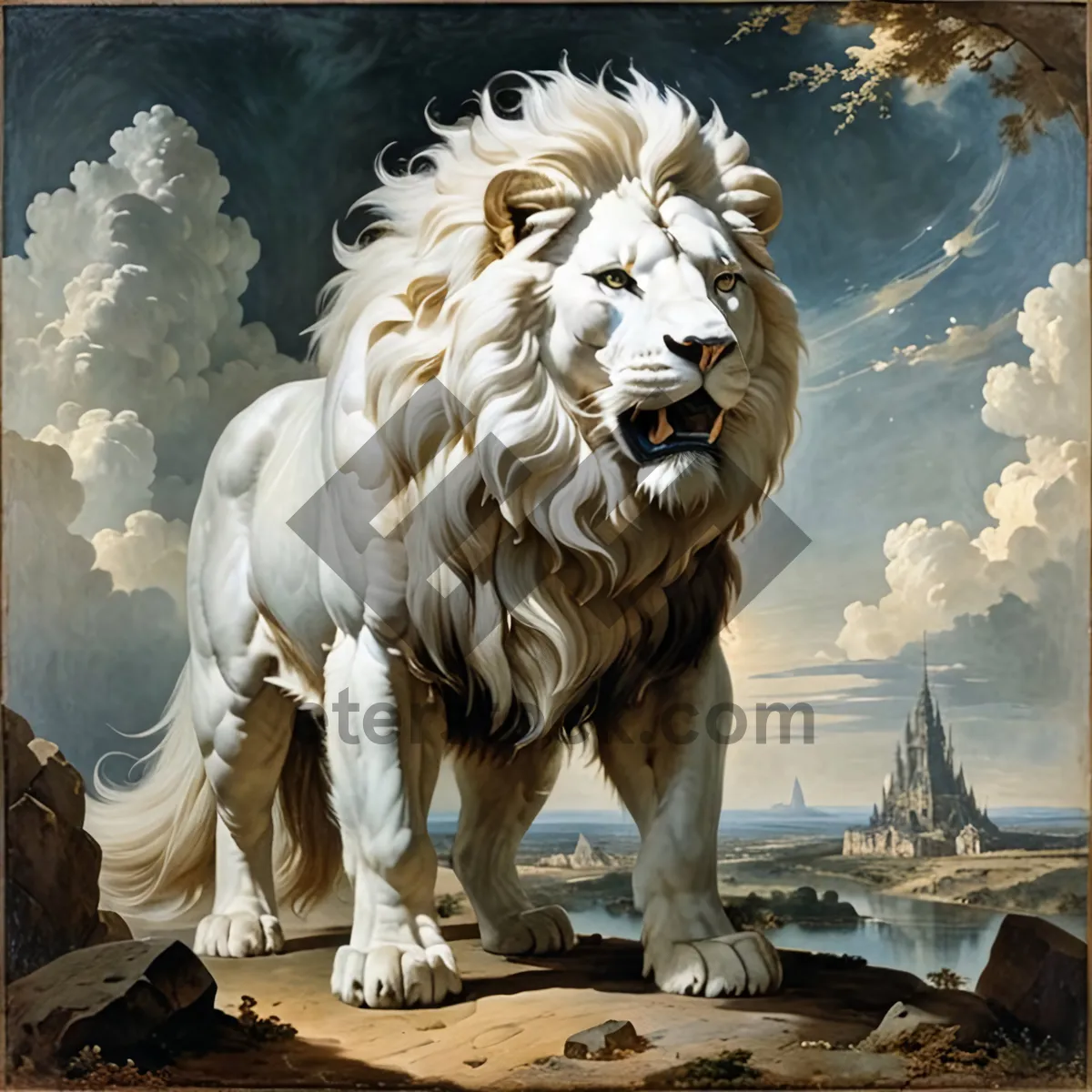 Picture of Majestic lion resting in the South African wilderness