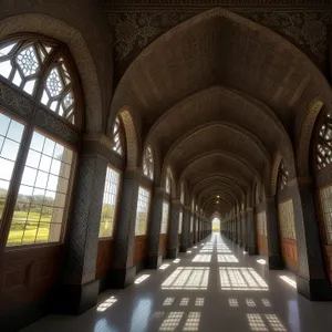 Timeless Beauty: Majestic Cathedral Arch and Historic Stone Columns