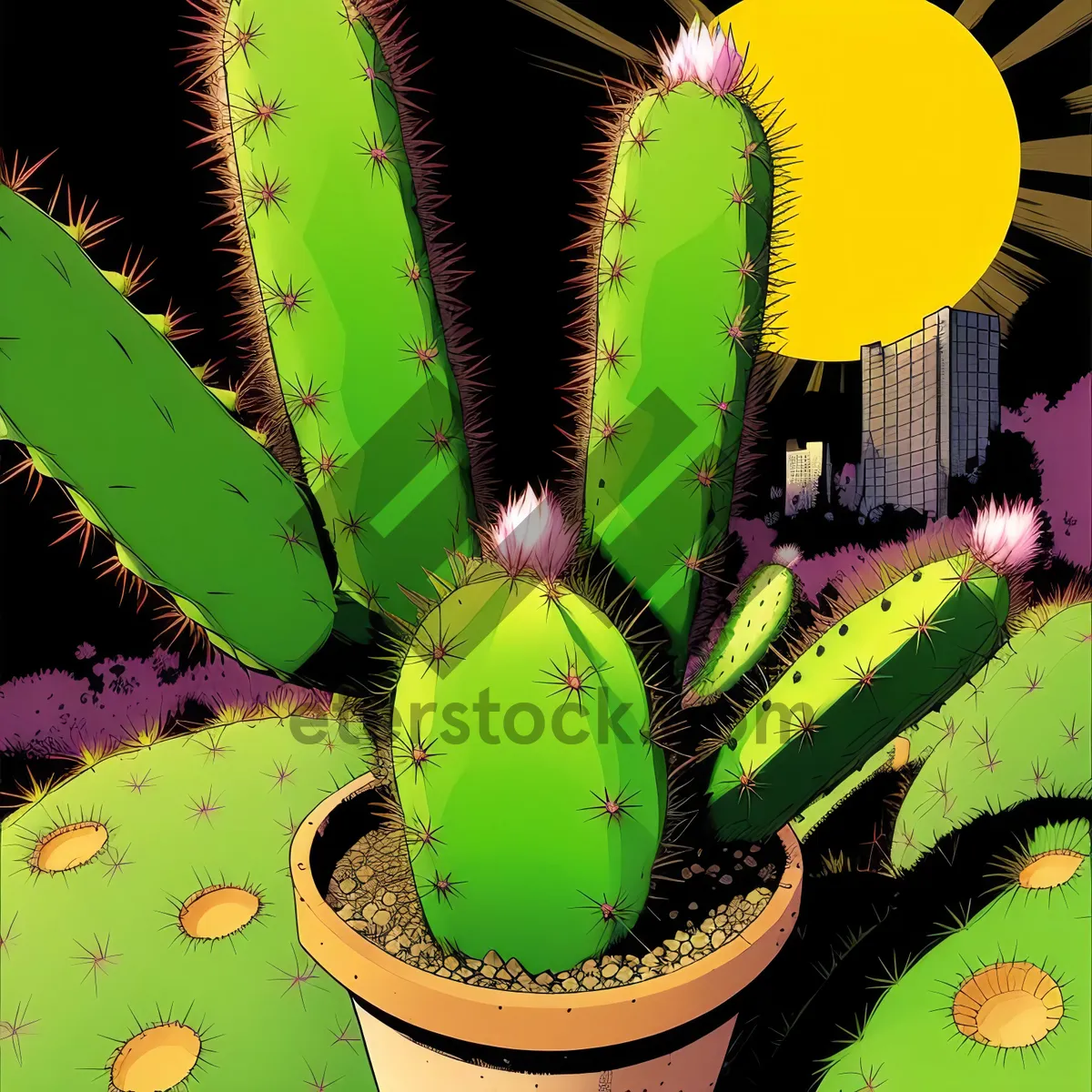 Picture of Fresh Tropical Fruit Salad with Carnivorous Plant and Cactus