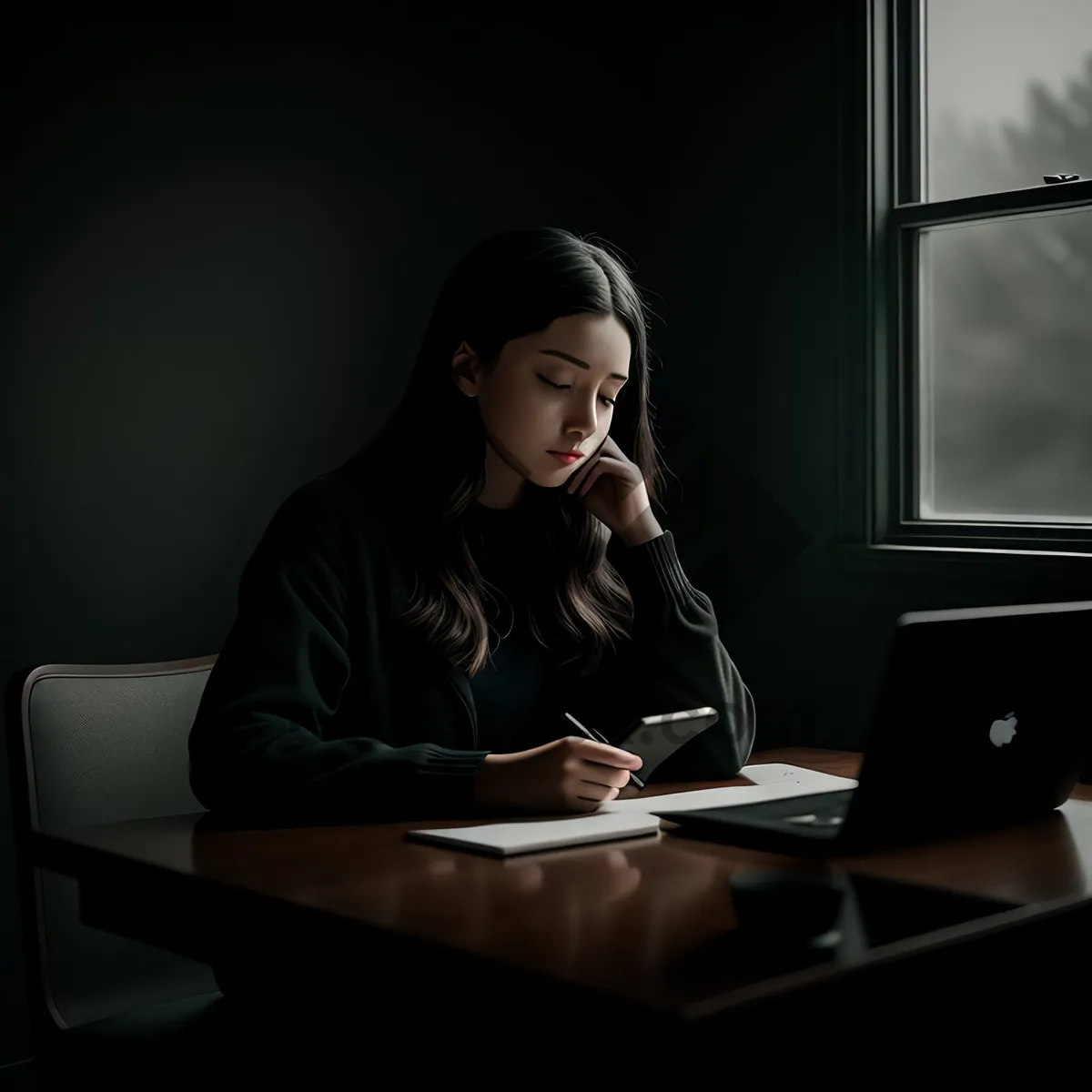 Picture of Modern Businesswoman Working on Laptop at Office