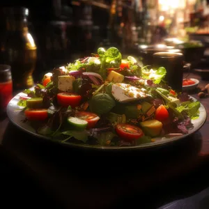 Fresh Salad Plate with Gourmet Cheese and Vegetables