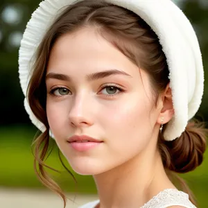 Smiling Lady in Attractive Bonnet - Fashion Model