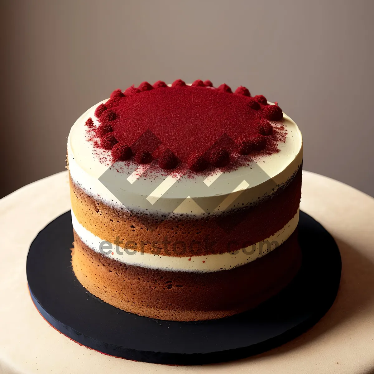 Picture of Delicious Berry Cream Cake with Cappuccino Breakfast