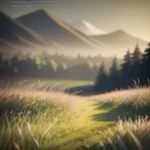 Vibrant Sunset Over Serene Wheat Field
