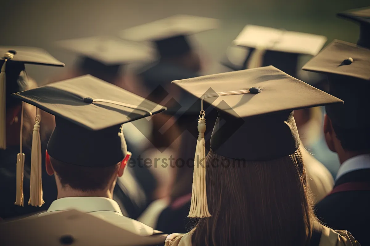 Picture of Adult in graduation gown and cap holding umbrella.