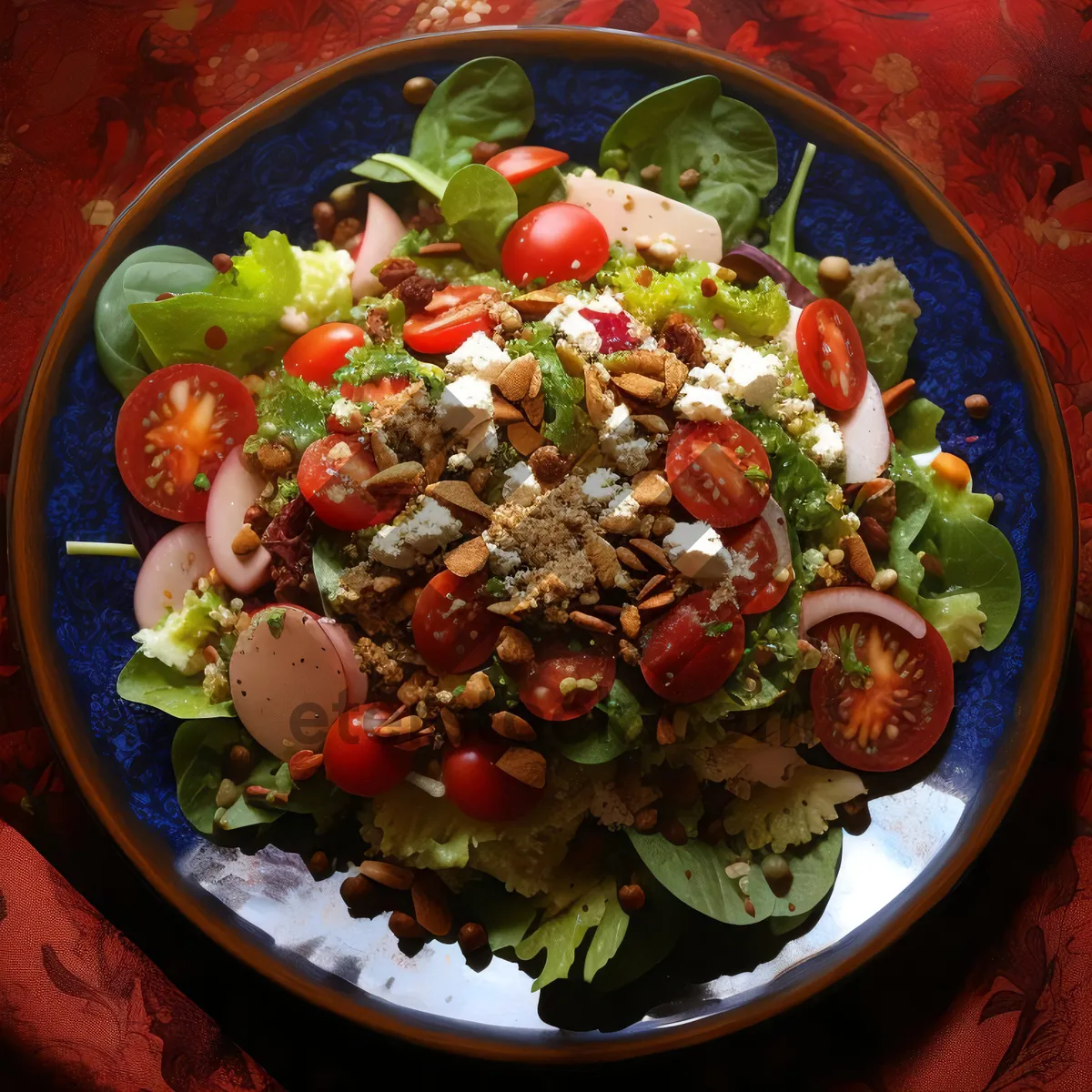 Picture of Fresh and Delicious Gourmet Salad with Cheese and Vegetables