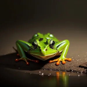 Bulging-eyed Tree Frog in Wild Abstraction
