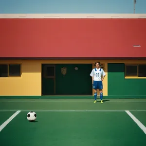 Man playing tennis on outdoor court with racket and ball