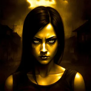 Dark-haired beauty with captivating eyes and alluring makeup