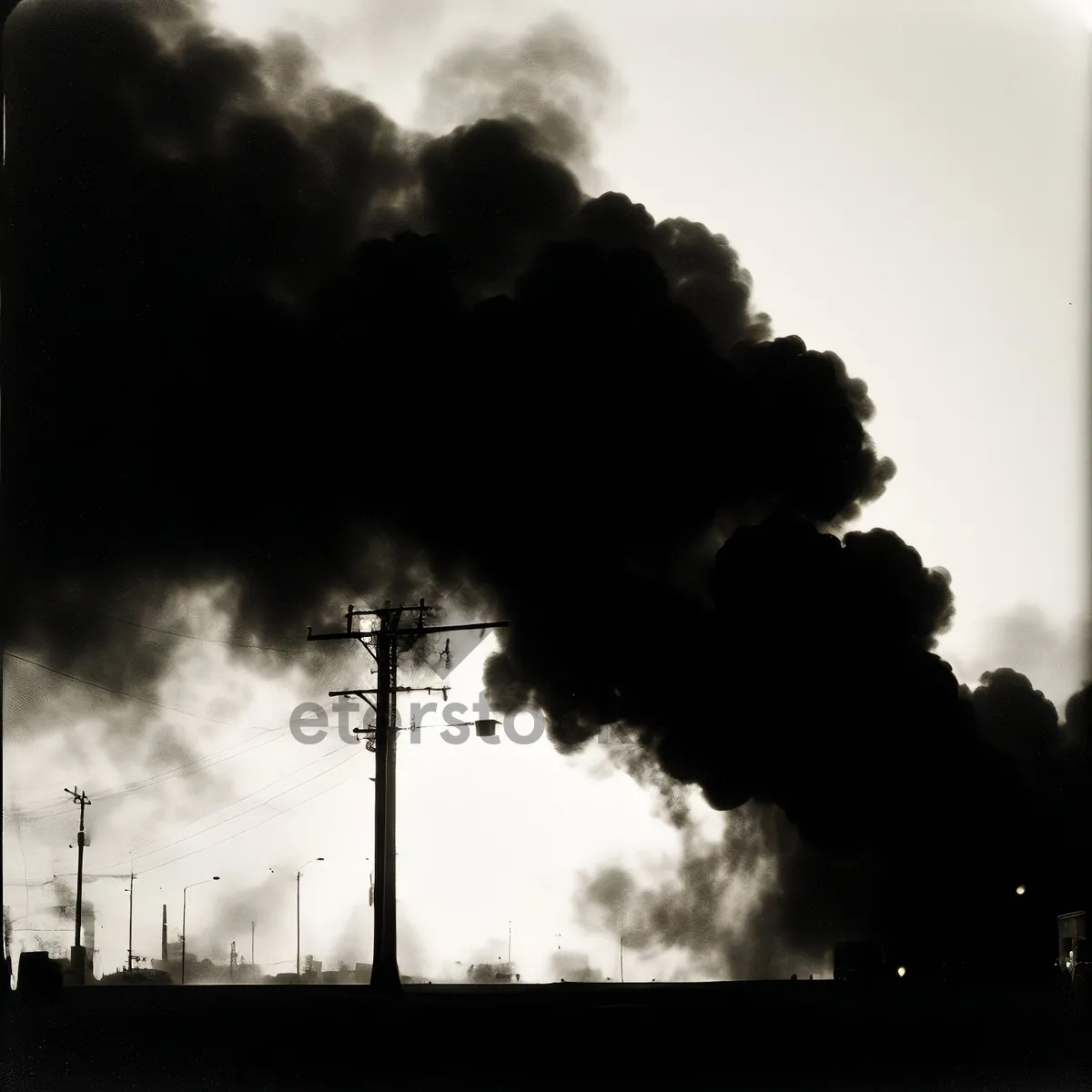 Picture of Sunny industrial landscape with pollution and global impact