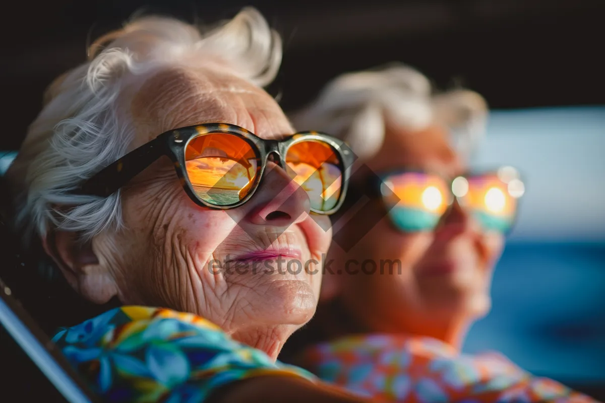 Picture of Stylish adult performer in sunglasses and binoculars