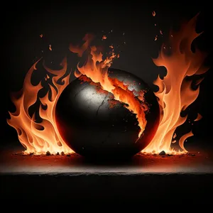 Fiery Blaze Illuminates Dark Bonfire Flames