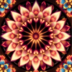 Vibrant Lotus Pattern: Colorful Hippie-inspired Graphic Design