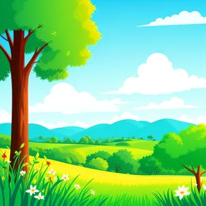 Sunlit Serenity: A vibrant meadow under a clear sky.