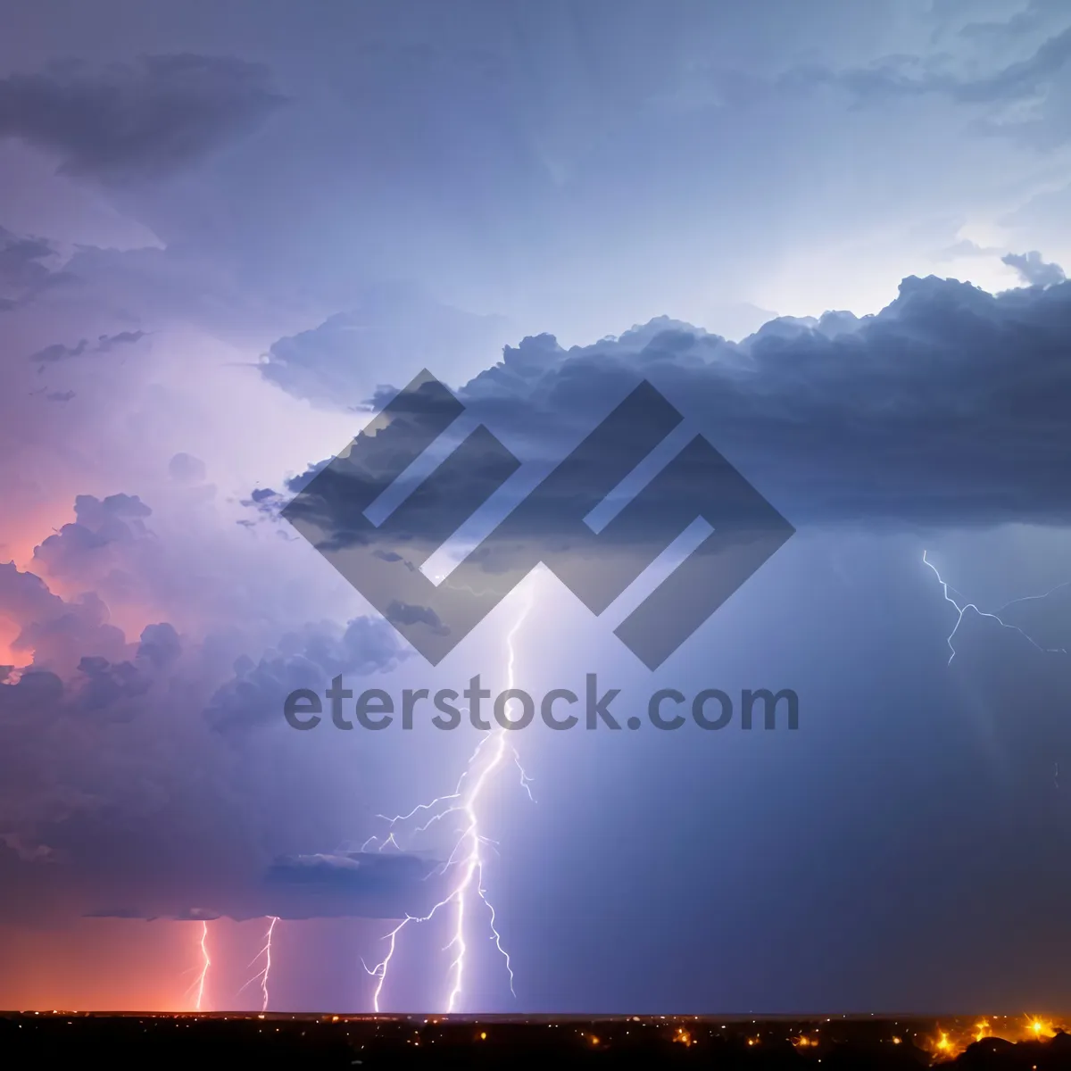 Picture of Dramatic Sunset Sky with Orange Horizon